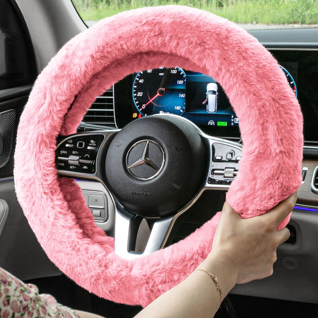 Fluffy Pink Steering Wheel Cover
